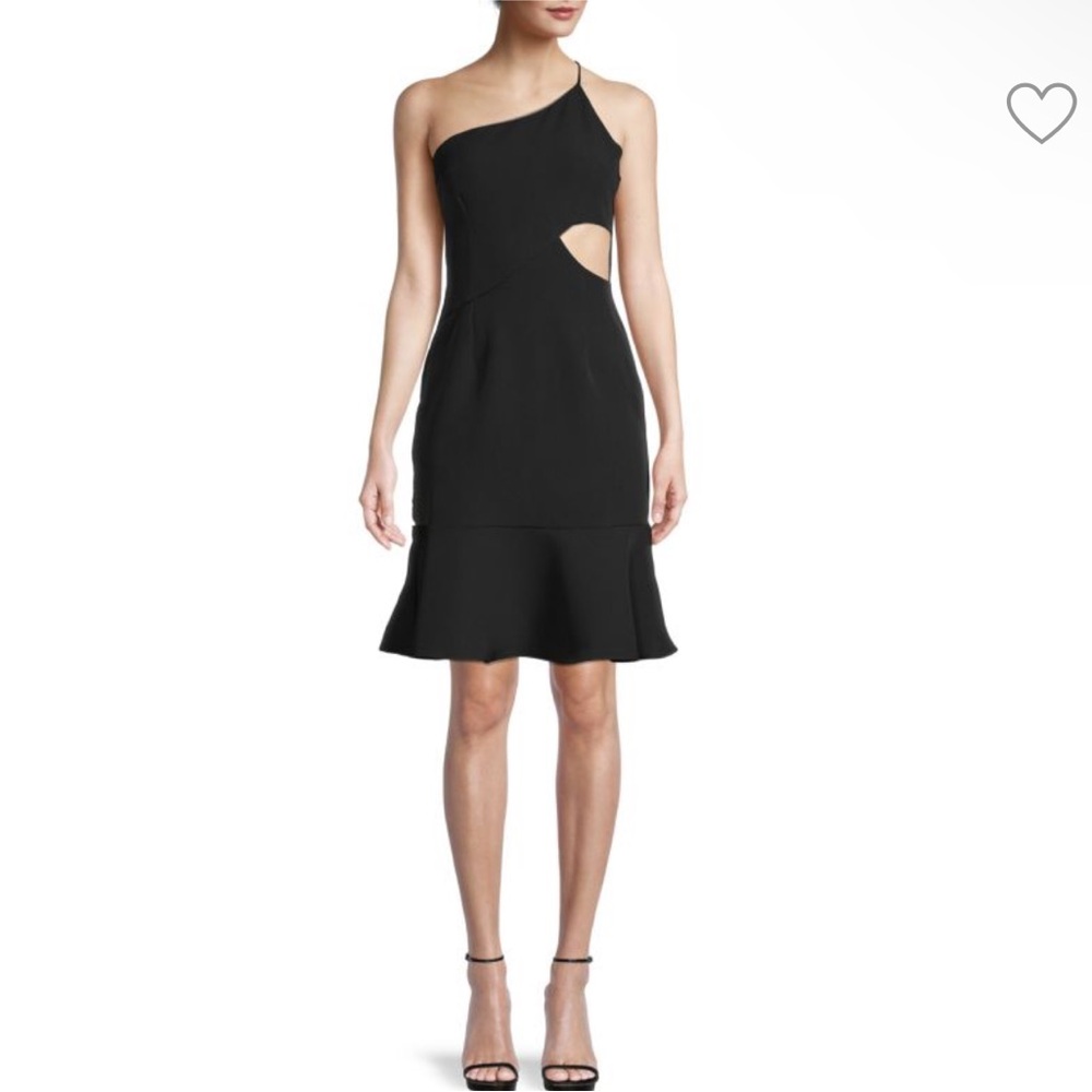 Lea & Viola One-Shoulder Cutout Black Dress
